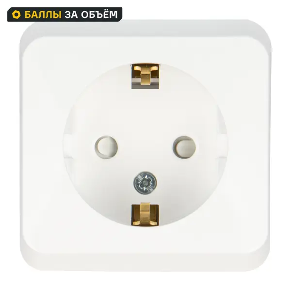 Розетка накладная Systeme Electric Этюд с заземлением со шторками цвет белый