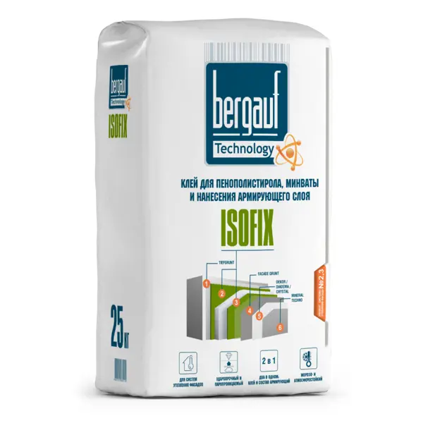 Клей для теплоизоляции Bergauf Isofix 25 кг
