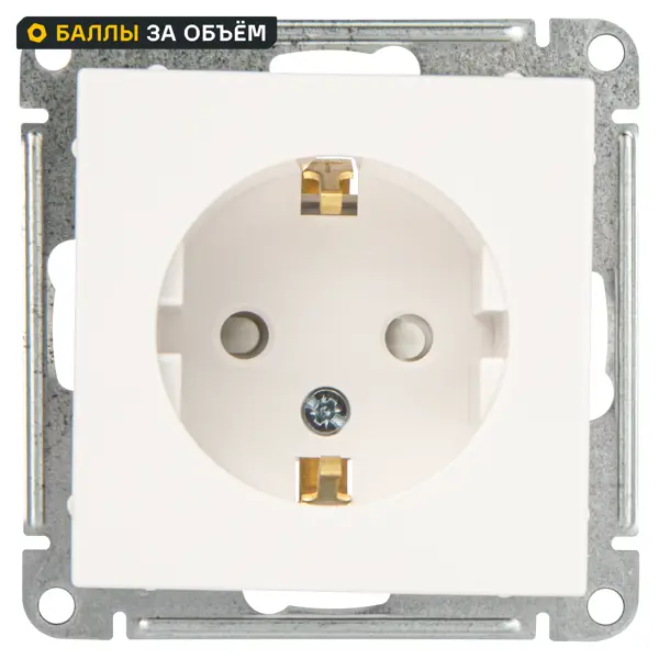 Розетка встраиваемая Systeme Electric W59 с заземлением со шторками цвет белый RS16-152-1-86