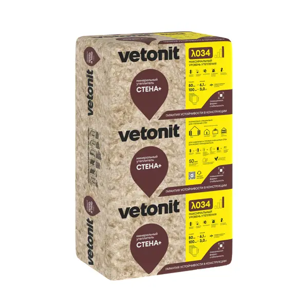 Утеплитель VETONIT Стена + 50 мм 10 шт 610x1000 мм 6.1 м²