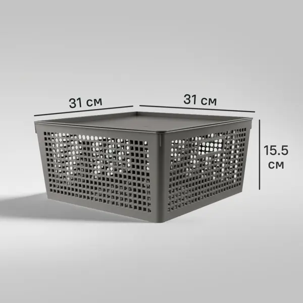 Лоток с крышкой Полимербыт 31x31x15 см 12 л полипропилен цвет серый