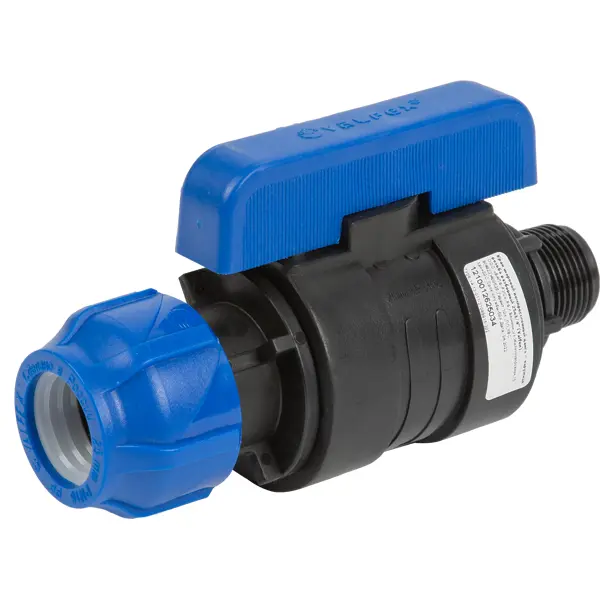 Кран шаровой прямой Valfex DN20 PN16 3/4"x25 НР полипропилен ручка бабочка