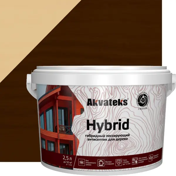 Антисептик Akvateks Hybrid гибридный лессирующий полуматовый палисандр 2.5 л