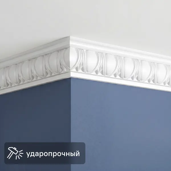 Молдинг потолочный полистирол Де-Багет ДМ 02/40 белый 13x40x2000 мм
