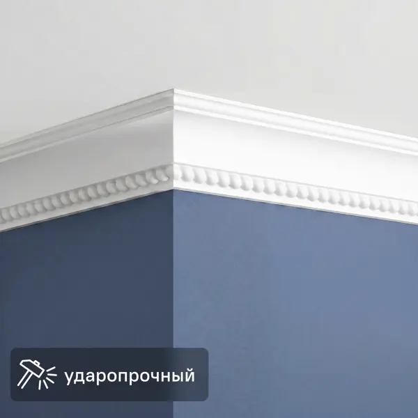 Плинтус потолочный полистирол для натяжного потолка под светодиодную ленту Де-Багет ДП 07/60 белый 34x50x2000 мм