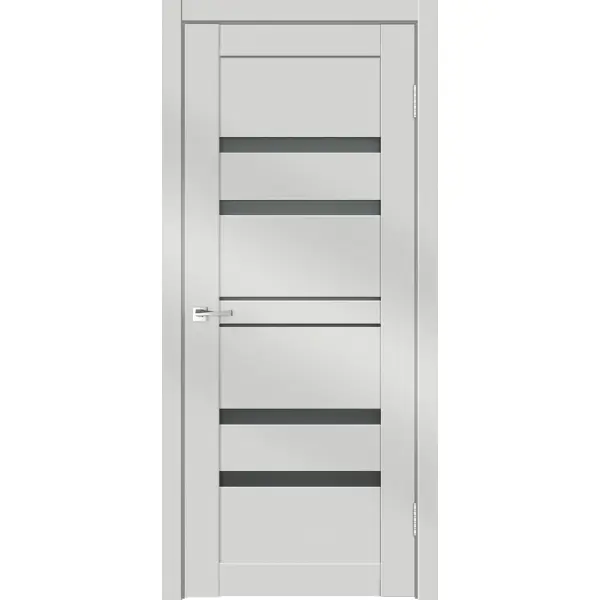 Комплект двери Линеа 6 остекленная 70x200 см HardFlex цвет платина светлая с добором 200 мм