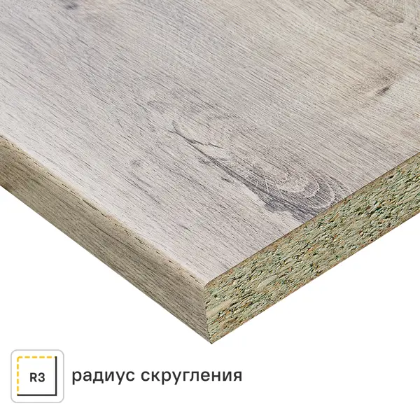 Столешница кухонная Дуб Шерман 240x60x3.8 см ДСП цвет серый