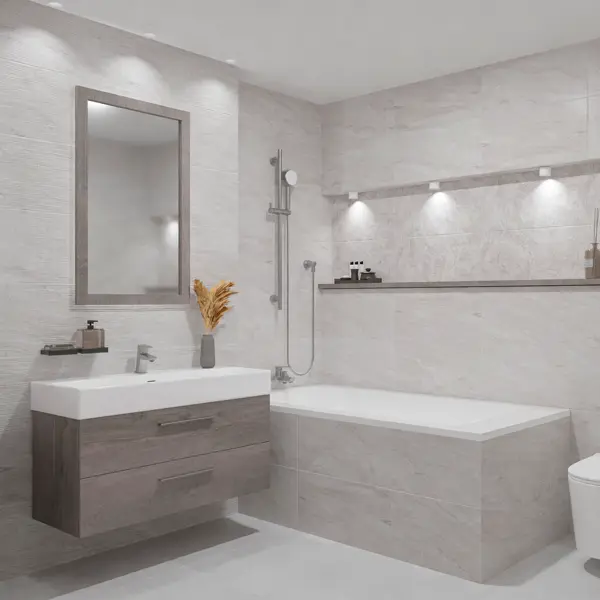 Плитка настенная Azori Portu Perla 31.5x63 см 1.79 м² матовая цвет серый