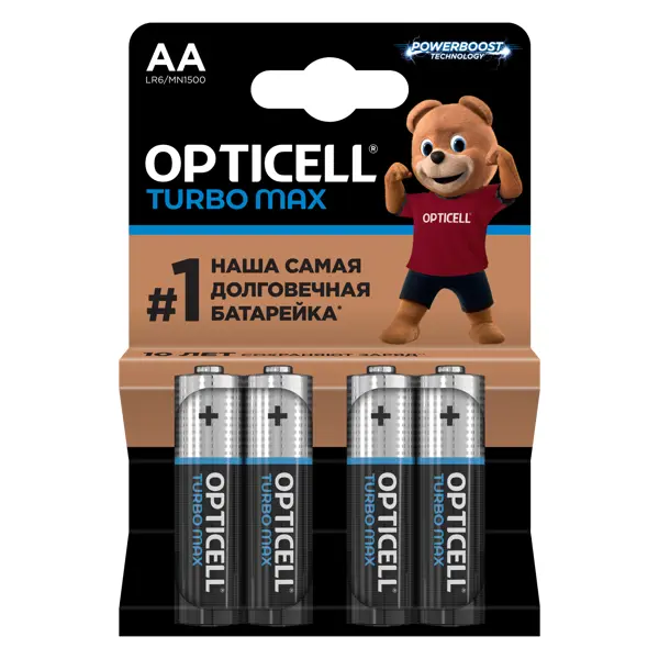 Батарейка алкалиновая Opticell Turbo Max LR06 AA 4 шт.