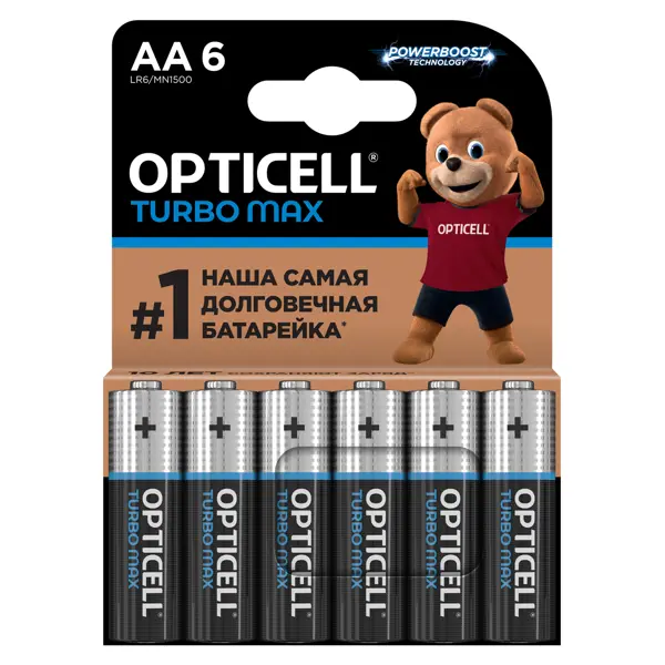Батарейка алкалиновая Opticell Turbo Max LR06 AA 6 шт.