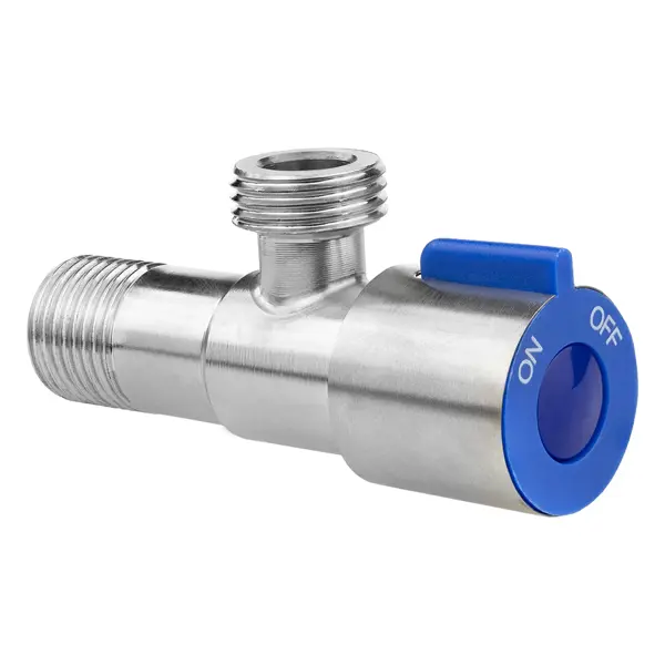 Кран с кран-буксой угловой MPF PN10 1/2" НР нержавеющая сталь ручка флажок