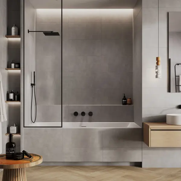 Плитка настенная Бетон 30x60 см 1.44 м² матовая цвет серый