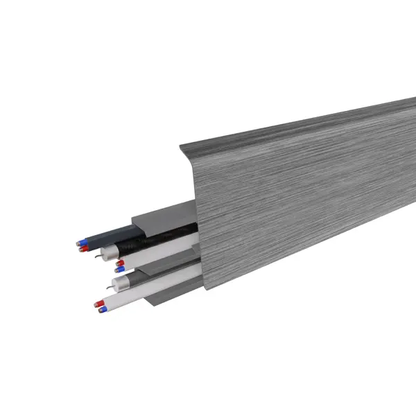 Плинтус напольный Prime ПВХ цвет алюминий 2220x2.2x72 мм