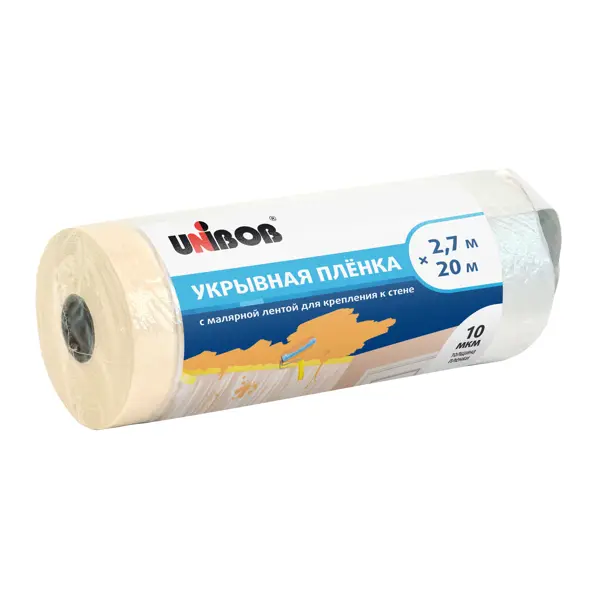 Пленка укрывная с малярной лентой Unibob 10 мкм 2.7x20м