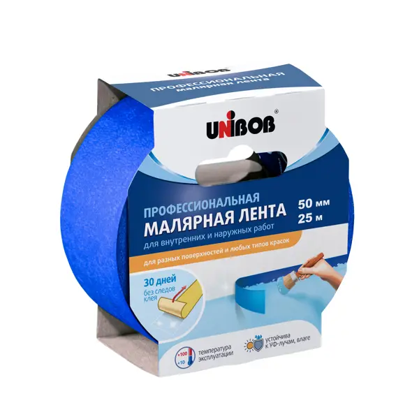 Малярная лента Unibob для всех поверхностей 50 мм x 25 м