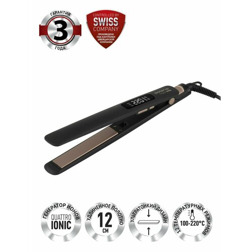 Щипцы Polaris PHS 5012KT UltraSlim Digital Pro 50Вт макс. темп:220С покрытие: керамическое розовое золото/черный