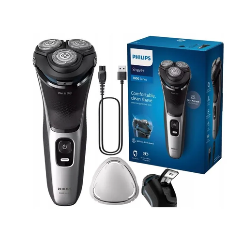 Бритва роторная Philips S3143/00 реж. эл:3 питан: элек. сеть/аккум. черный/серебристый