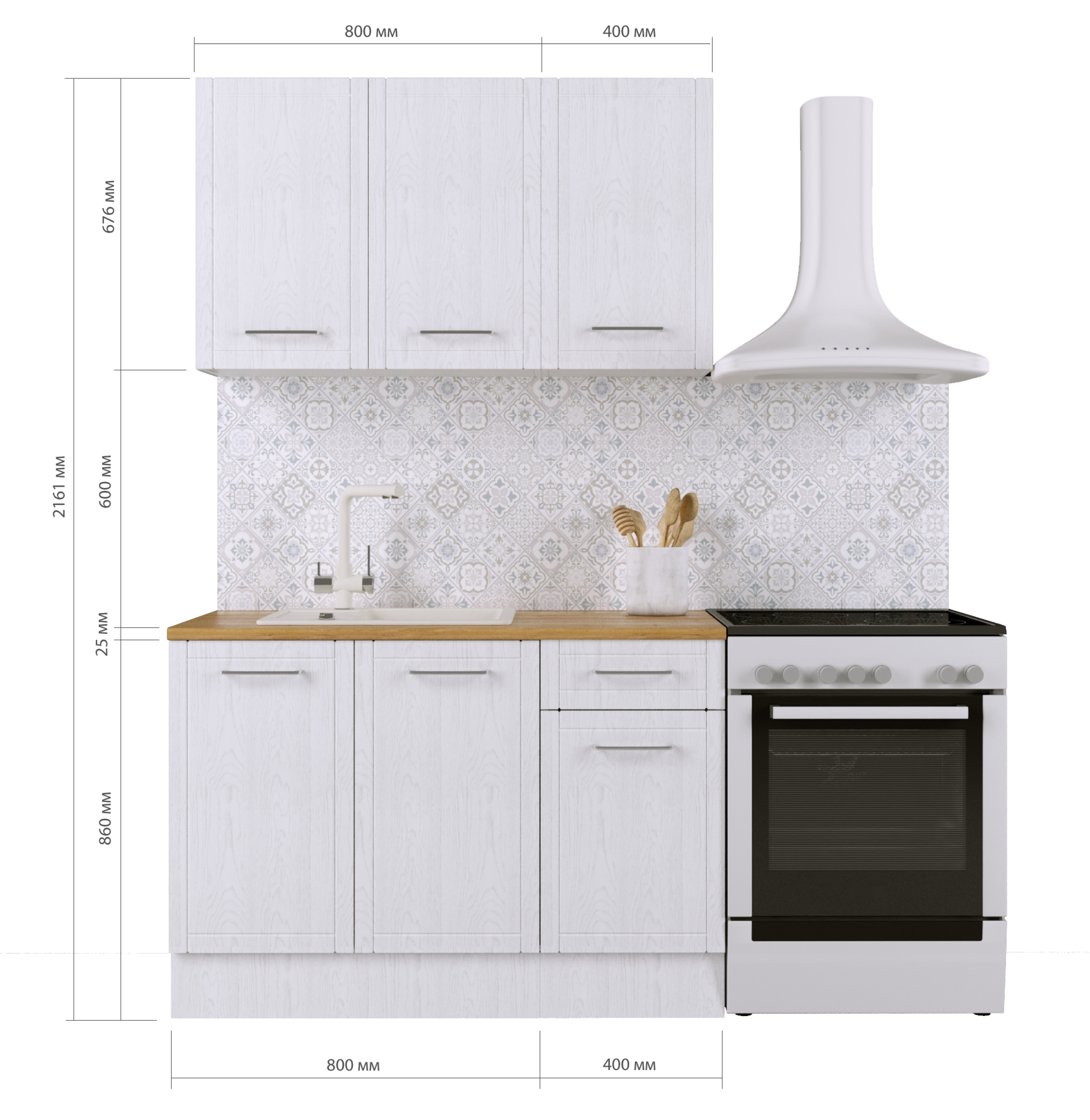 Кухонный гарнитур Агидель DELINIA 120x60 см МДФ цвет белый